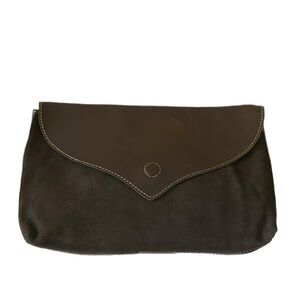 Levi's Soft Envelope Clutch Olive Brown Leather Suede